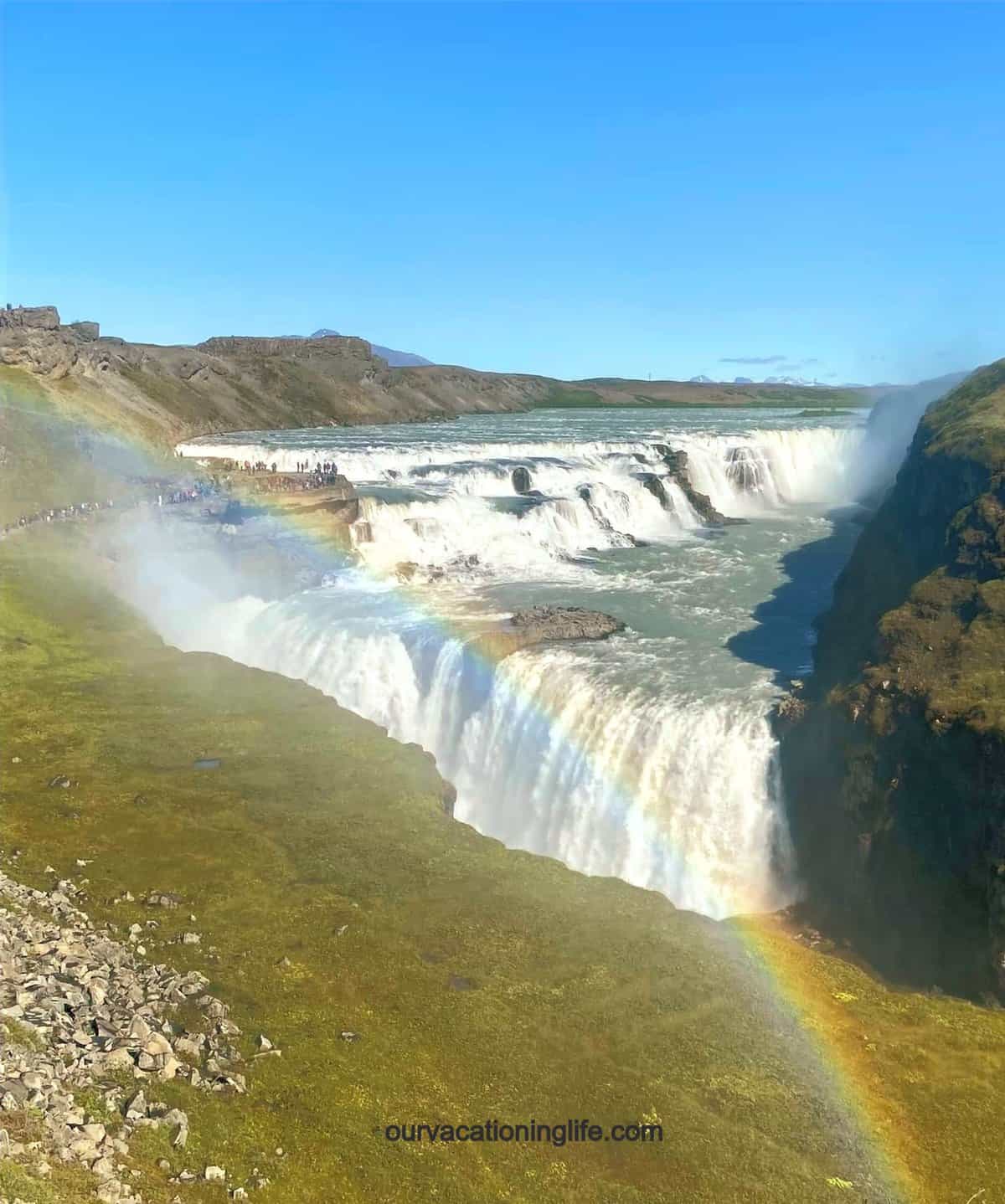 Rainbow across a beautiful waterfall in Iceland