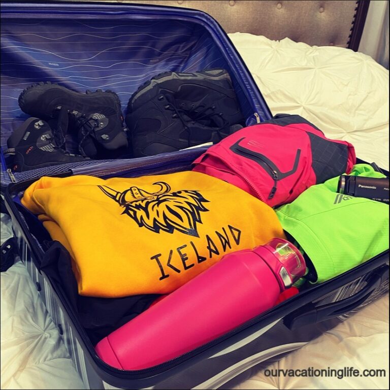 filling a suitcase by using an Iceland packing list