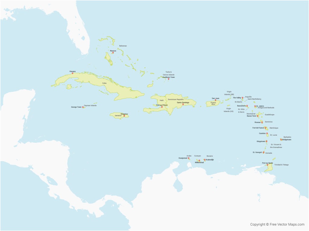 Map of the Caribbean.