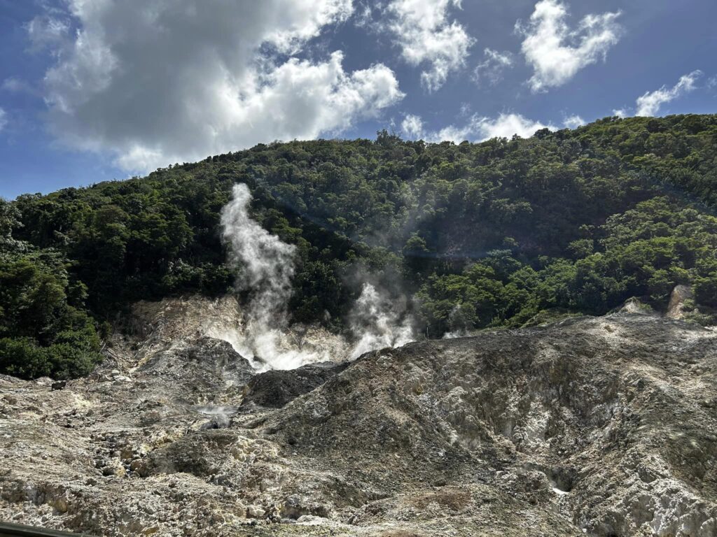 Sulphur Springs St. Lucia bubbling and steaming from the ground.