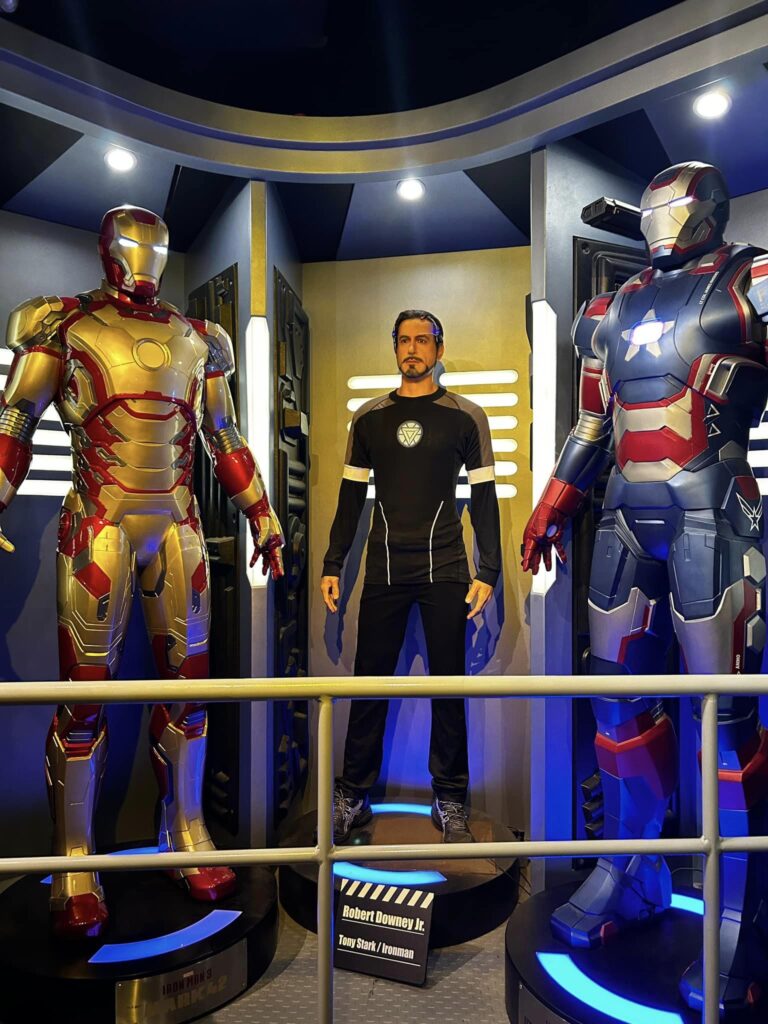 Iron Man and 2 Iron Man Suits wax sculptures