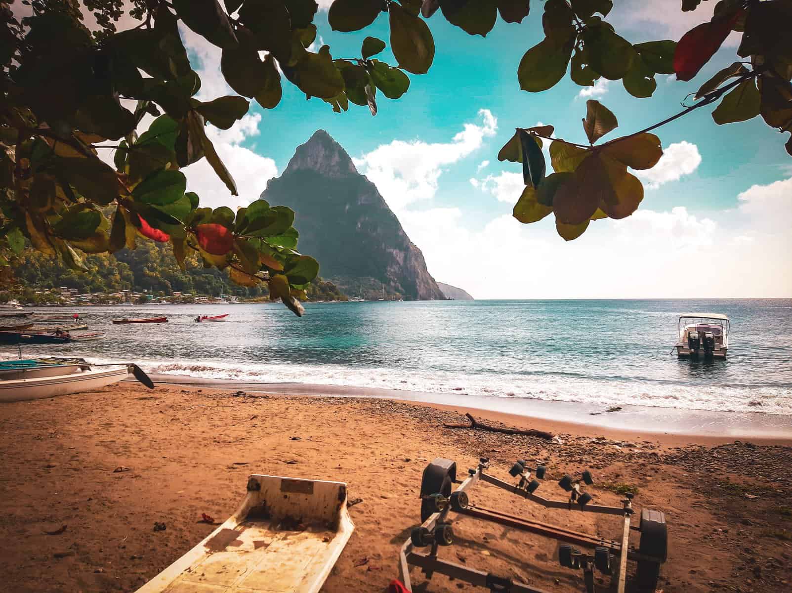 Soufriere St. Lucia, the Piton mountain in the Caribbean Sea