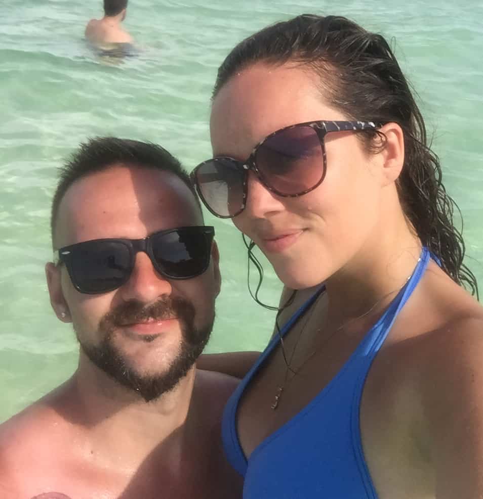 A couple in the water in Mexico