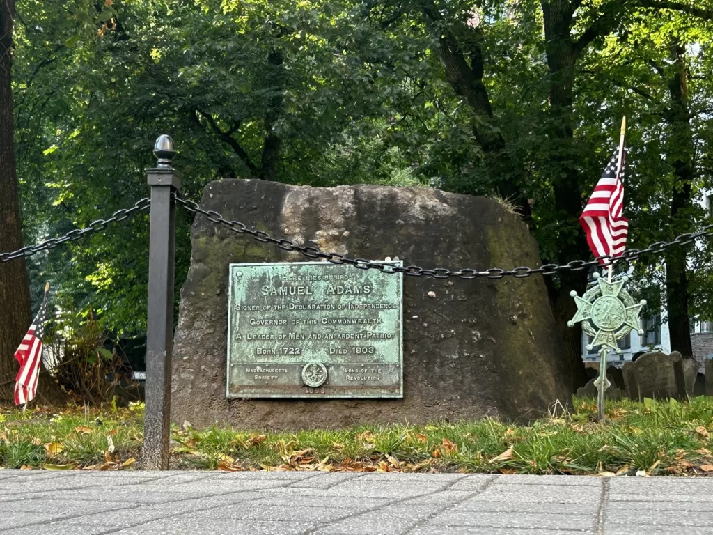the gravestone of Samuel Adams along Boston's Freedom Trail