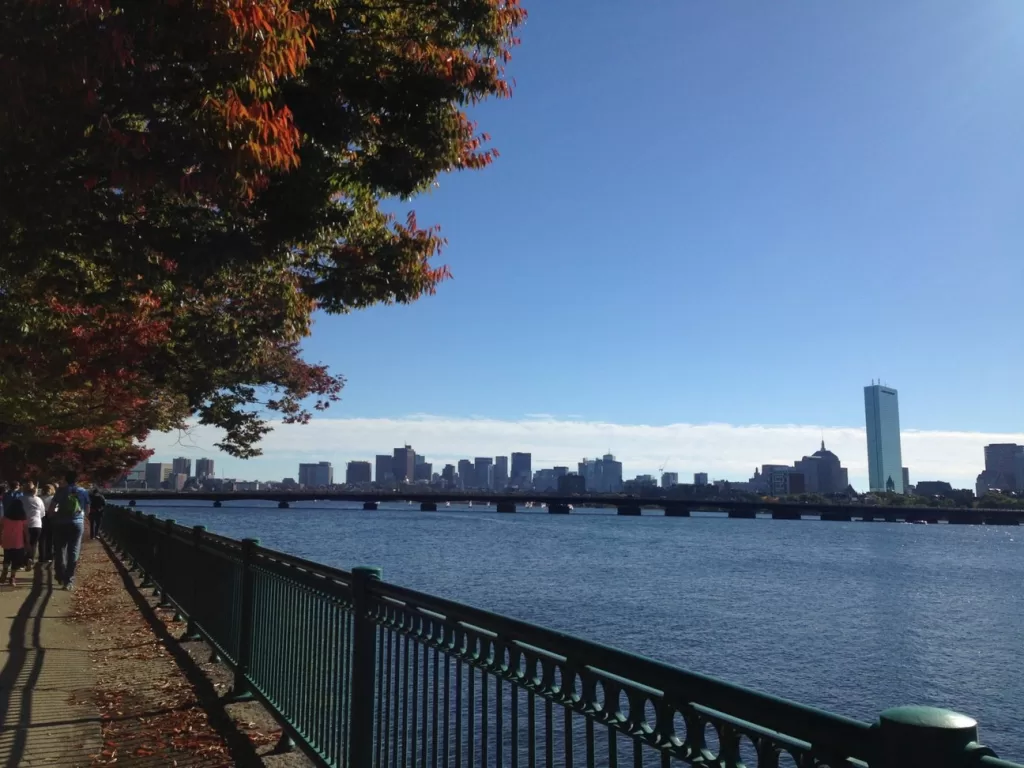 The Charles River with Boston skyline in the background.