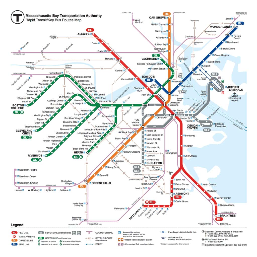 map of Boston subway system