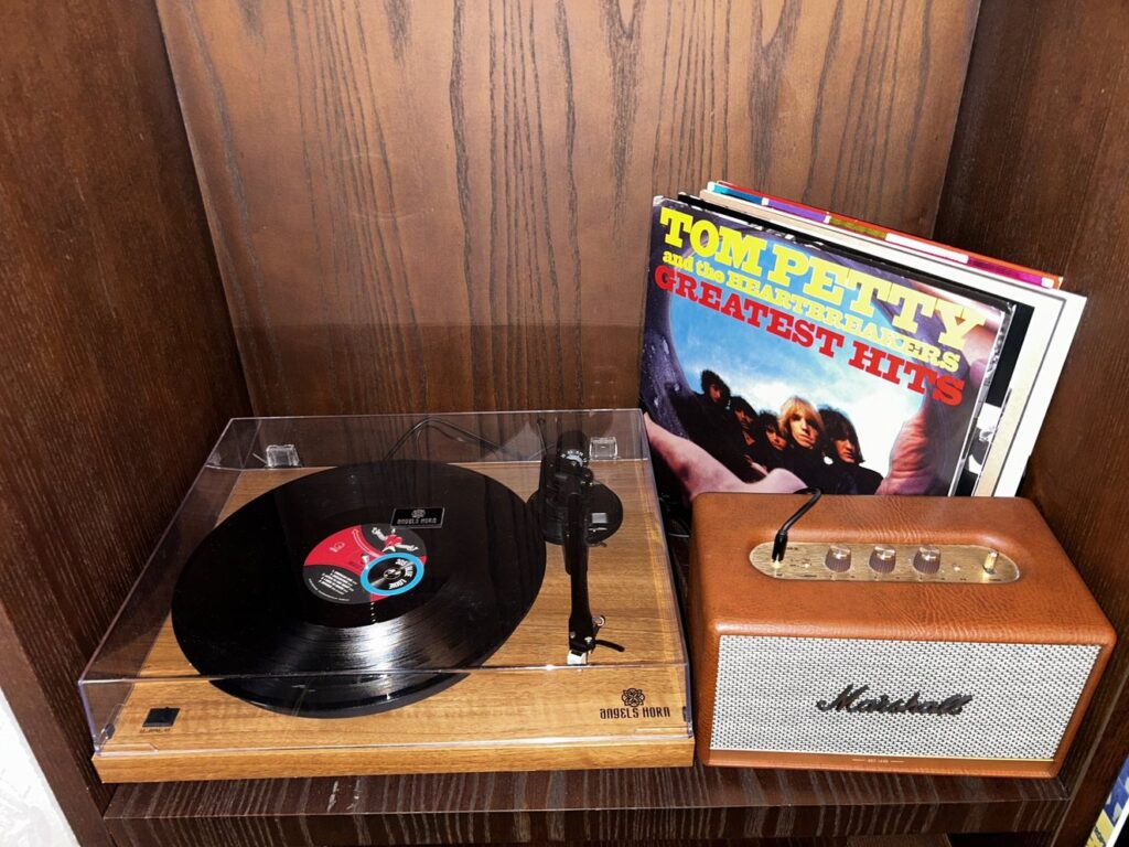 a record player and records