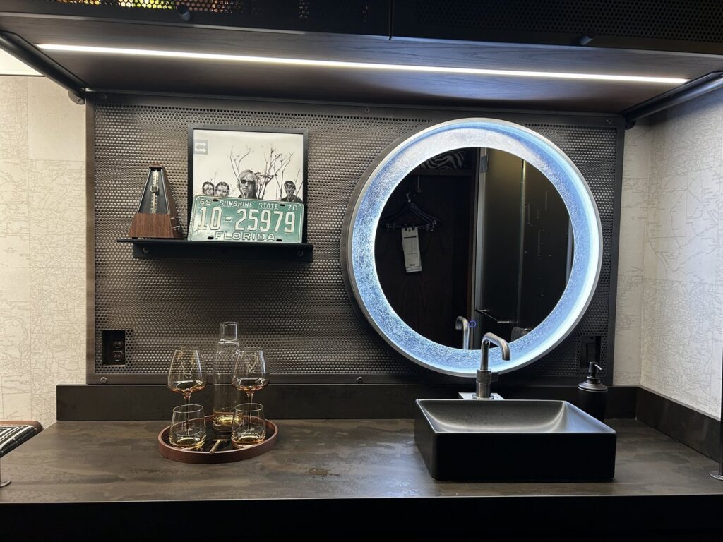 the sink and vanity in a Backstage At The Verb trailer